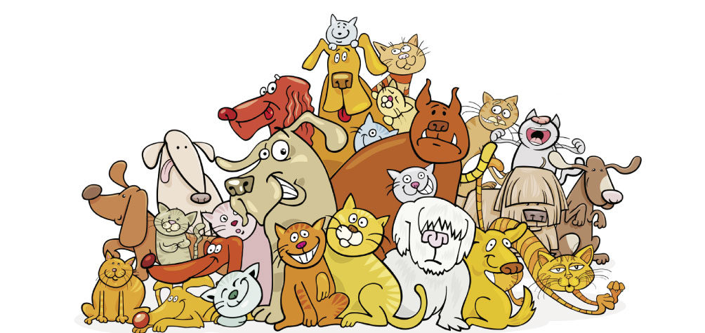 Karikatur mehrere Tiere