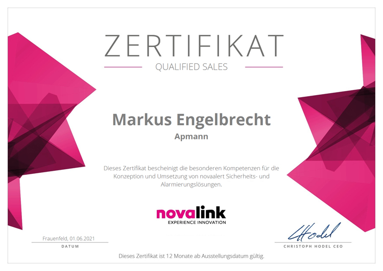 Novalink_Qualified-Sales-Zertifikat_Markus Engelbrecht