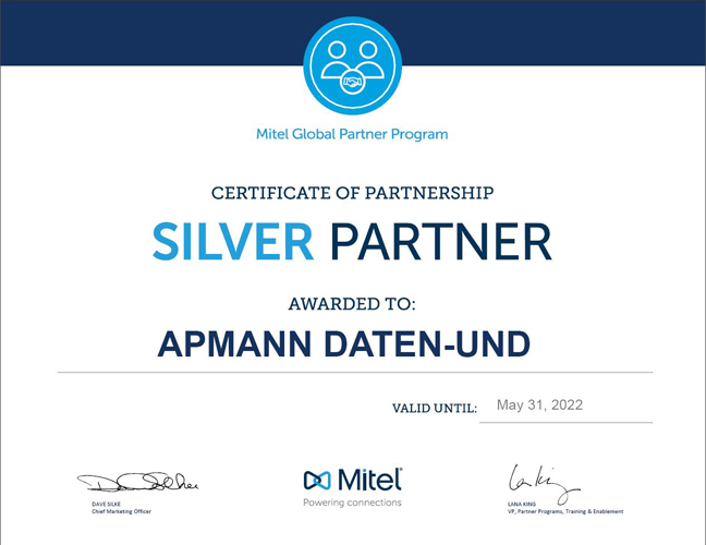 Mitel Silver Partner_Zertifikat